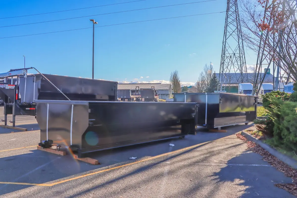 Roll-off dumpster ready for waste disposal at job site for Estate Cleanout Dumpster Rental in Glenview